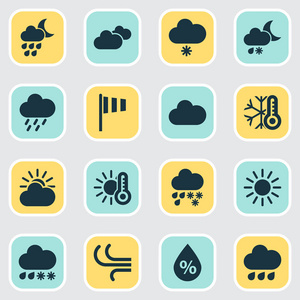 空气图标设置风暴, 阵雨, 云和其他热元素。独立的插图空气图标