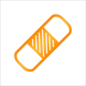 医疗补丁简单图标。 带有白色背景的低光橙色标志