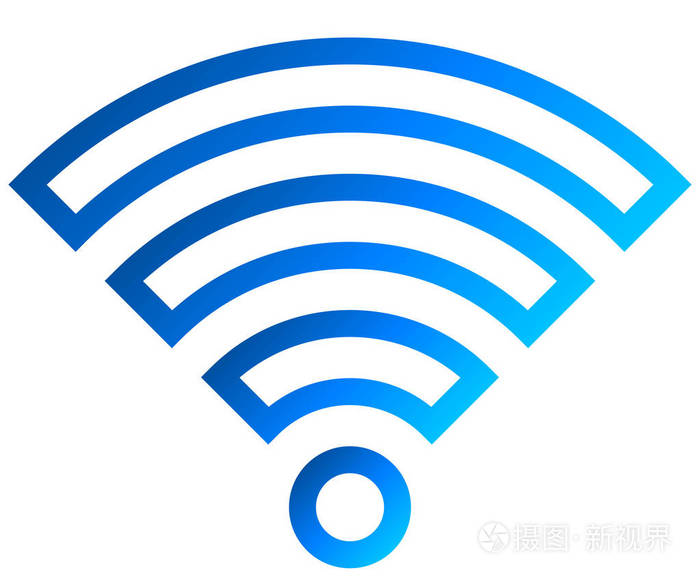 wifi符号图标蓝色轮廓梯度孤立矢量插图