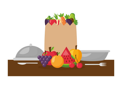 健康食品购物袋水果蔬菜板图片