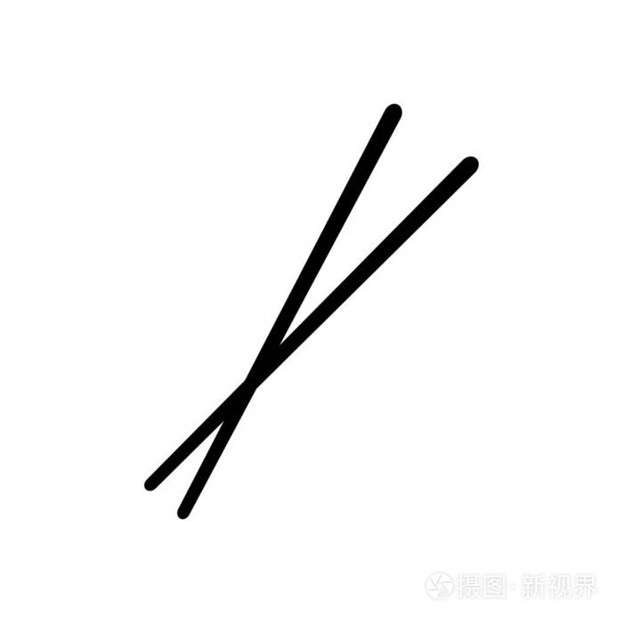 双筷子. 亚洲厨房工具. 白色背景下的黑色图标