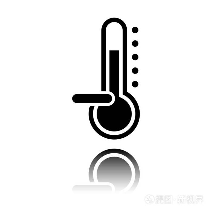 温度计冷零下温度带有镜像的黑色图标白色背景