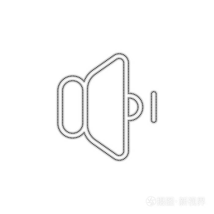 音量最小图标. 带有白色背景阴影的虚线轮廓轮廓