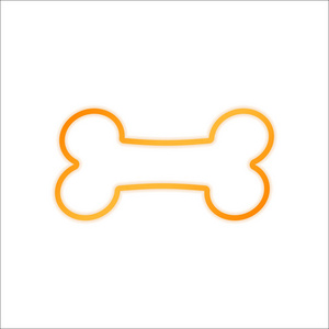 狗骨头图标. 带有白色背景的低光橙色标志照片