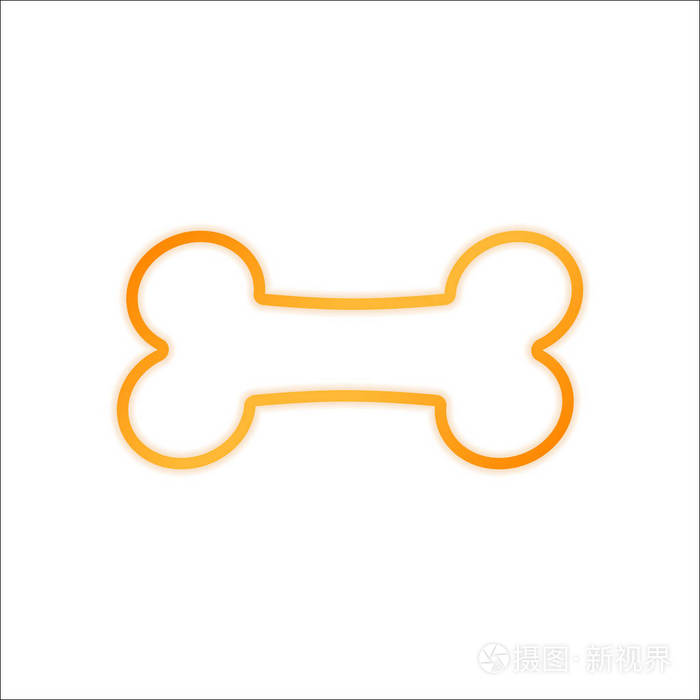 狗骨头图标. 带有白色背景的低光橙色标志