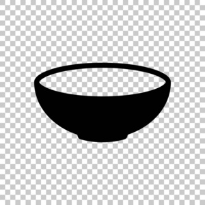 空碗图标。 厨房的标志。 透明背景下的黑色符号