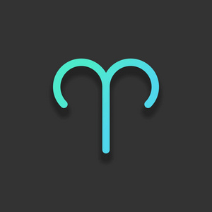 占星术标志. 白羊座简单的图标. 彩色标志概念与软阴影在黑暗的背景.