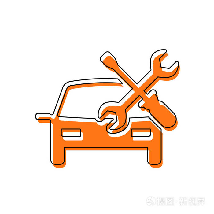 由黑色薄轮廓和橙色组成的孤立图标在不同的层上移动填充. 白色背景