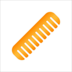 梳子梳子。 简单的剪影。 带有白色背景的低光橙色标志