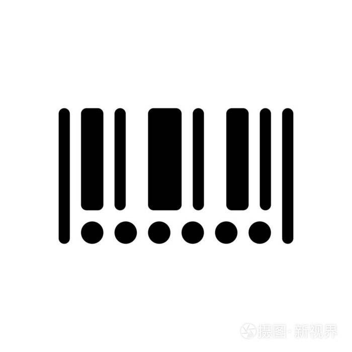 条形码图标.圆圈而不是数字.白底黑字