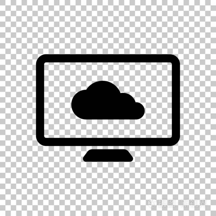 数据库云技术计算机和云简单的图标在透明的背景下
