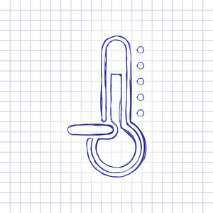 零下温度.手绘在纸上的图片.蓝墨水,勾勒素描风格.