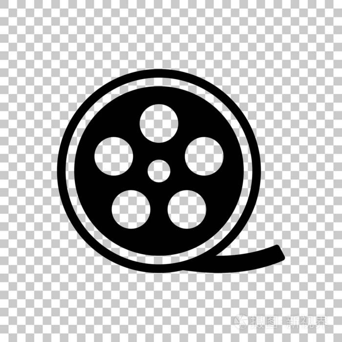 电影卷,老电影条图标,影院logo.透明背景下的黑色符号