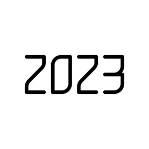 2023年数字图标。 新年快乐。 白底黑字