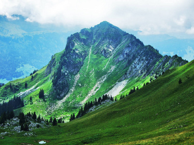 瑞士圣加仑奥贝托根堡山上的Neuenalpspitz峰