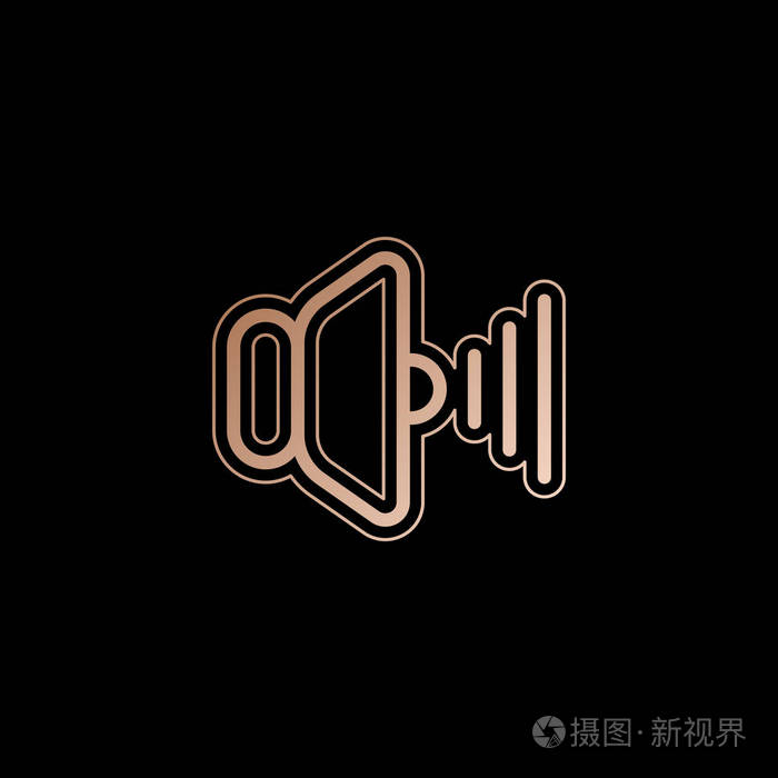音量最大图标黑色背景的红色金色风格