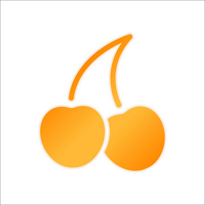 光标的标志樱桃自然图标的轮廓. 带有白色背景的低光橙色标志照片