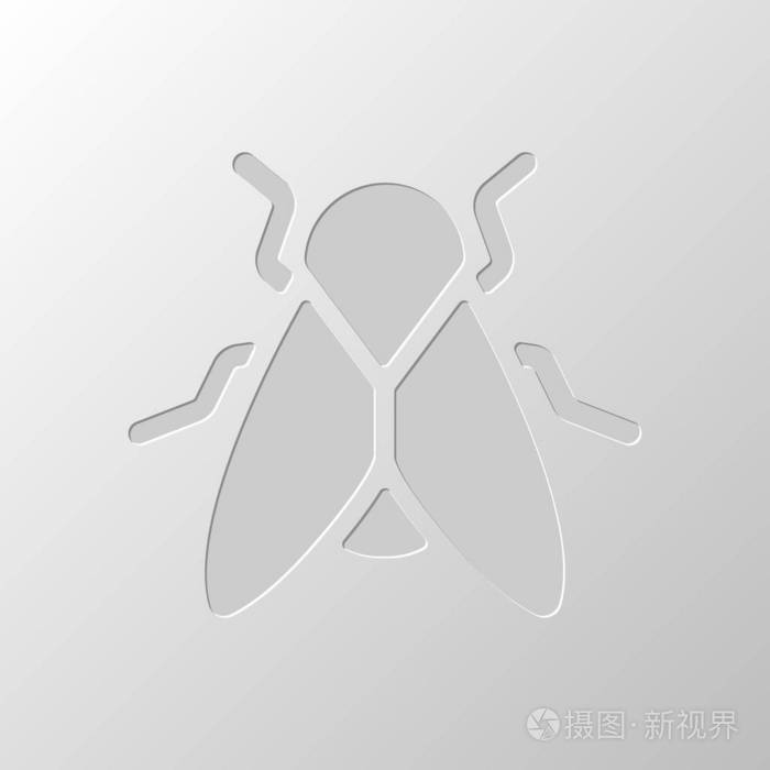 苍蝇的剪影昆虫自然图标纸张设计切割符号深坑风格