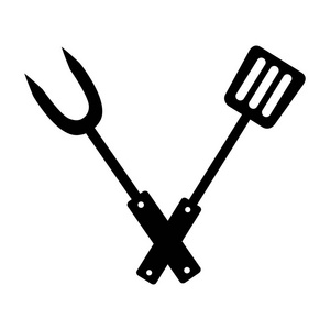 叉子和铲子用具在白色背景