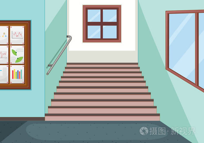 学校楼梯插图的内部
