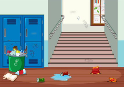 学校走廊卡通图片