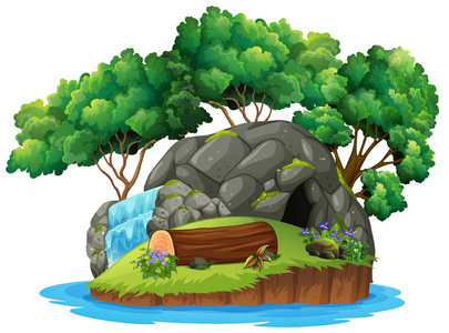 一个孤立的洞穴岛插图