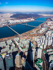 首尔市美丽的建筑鸟瞰图