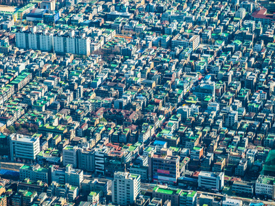 首尔市美丽的建筑鸟瞰图