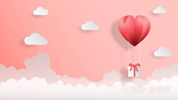 创意情人节背景矢量插图剪纸风格2019颜色趋势.