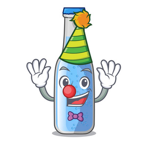 吉祥物矢量插图上的小丑瓶汽水