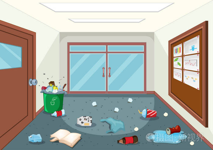 肮脏的学校走廊插图