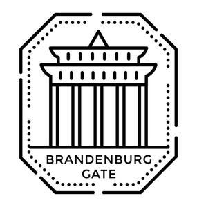 勃兰登堡门地标邮票中的线条图标