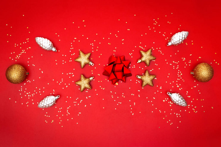 星钟和红底球，用于生日圣诞节或婚礼