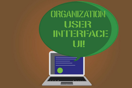 显示组织用户界面 ui 的书写笔记。商业照片展示在线网站分析策略 笔记本电脑屏幕上的证书布局 和 半音语音气泡