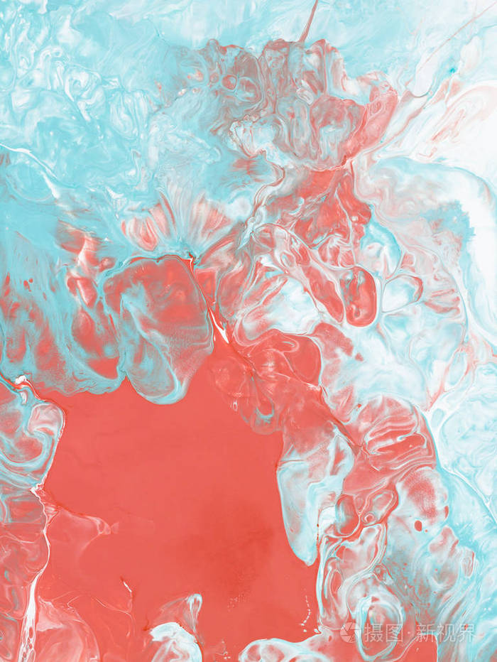 活珊瑚色的创意抽象画主要趋势概念现代艺术当代艺术