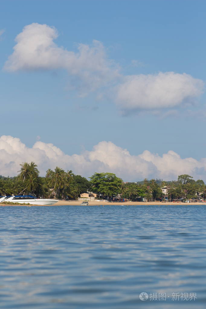 晴天蓝天海滩棕榈海滩