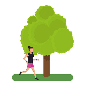健身妇女跑公园矢量图平面设计