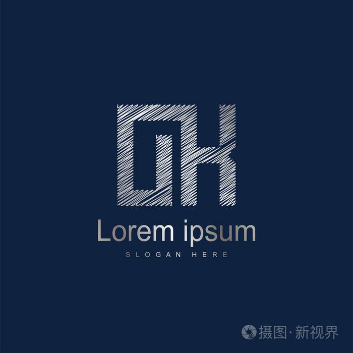 初始字母ok标志模板矢量设计银字标志
