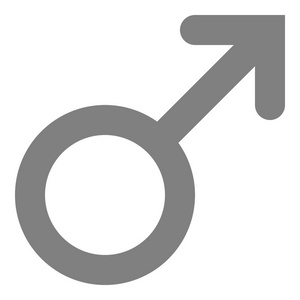 男性符号图标中灰色圆形孤立矢量插图