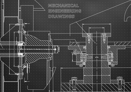 技术说明。 机械工程。 工程学科的背景。 技术设计。 仪器制造。 封面横幅。 黑色背景。 要点