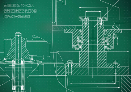 机械工程。 技术说明。 工程学科的背景。 技术设计。 仪器制造。 掩护。 浅绿色背景。 要点