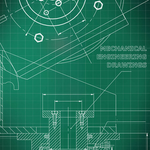 机械。 技术设计。 工程风格。 机械仪器制造。 浅绿色背景。 网格