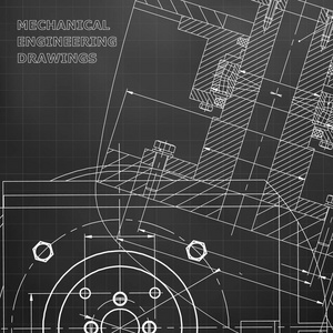 机械。 技术设计。 工程。 公司身份。 黑色背景。 网格