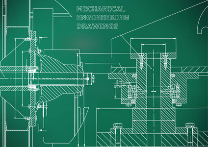 技术说明。 机械工程。 工程学科的背景。 技术设计。 仪器制造。 封面横幅。 浅绿色背景