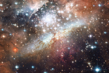 星系星场星云团在深空。 科幻艺术。 由美国宇航局提供的这幅图像的元素