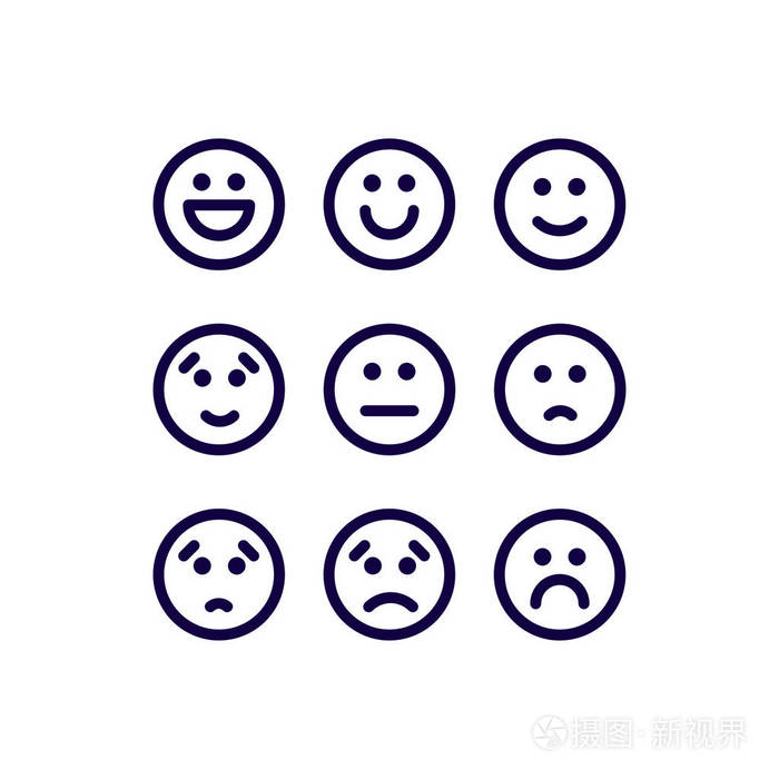 情绪水平的范围反馈. 矢量图标. 好极了,正常的,糟糕的.