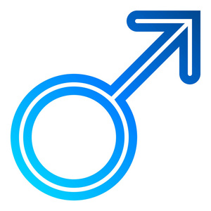 男性符号图标蓝色细圆轮廓梯度孤立矢量插图