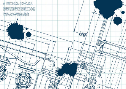 蓝图。 矢量工程插图。 计算机辅助设计系统。 仪器制造。 蓝色墨水。 苏格兰