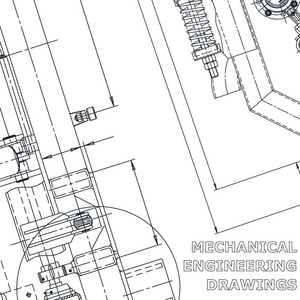 蓝图。 矢量工程图纸。 机械仪器制造。 技术。 法人身份