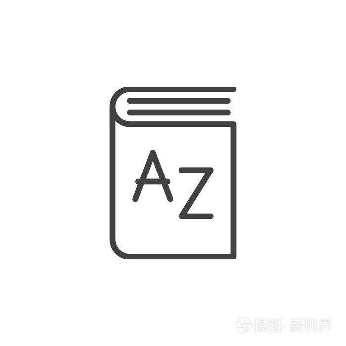 字典线图标轮廓矢量符号线性样式象形文字隔离在白色上.
